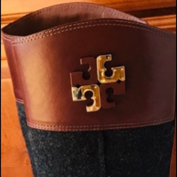 Tory Burch Riding Boots Brown leather/Grey wool - Picture 2 of 4